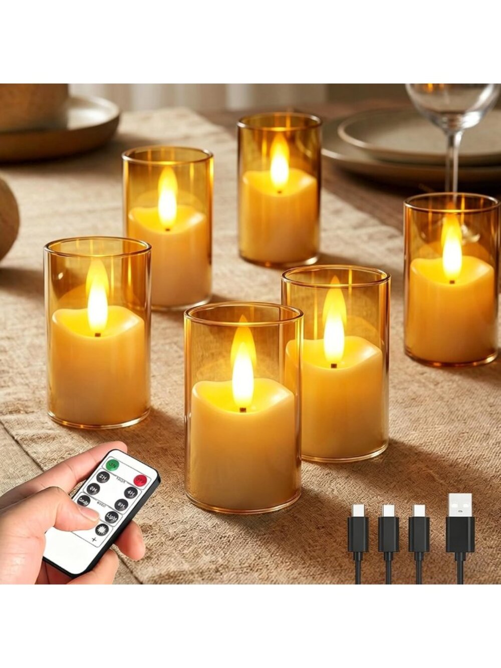 Rechargeable Flameless LED Tea Lights with Remote & Timer - Cozy Votive Candles